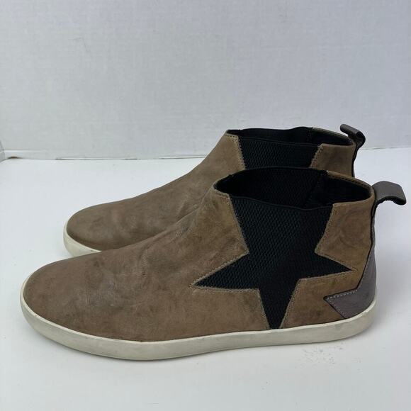 CLOUD Footwear Womens Viva Slip-on Mid Top Sneakers Tan Taupe w Black Star Gore - Picture 3 of 16